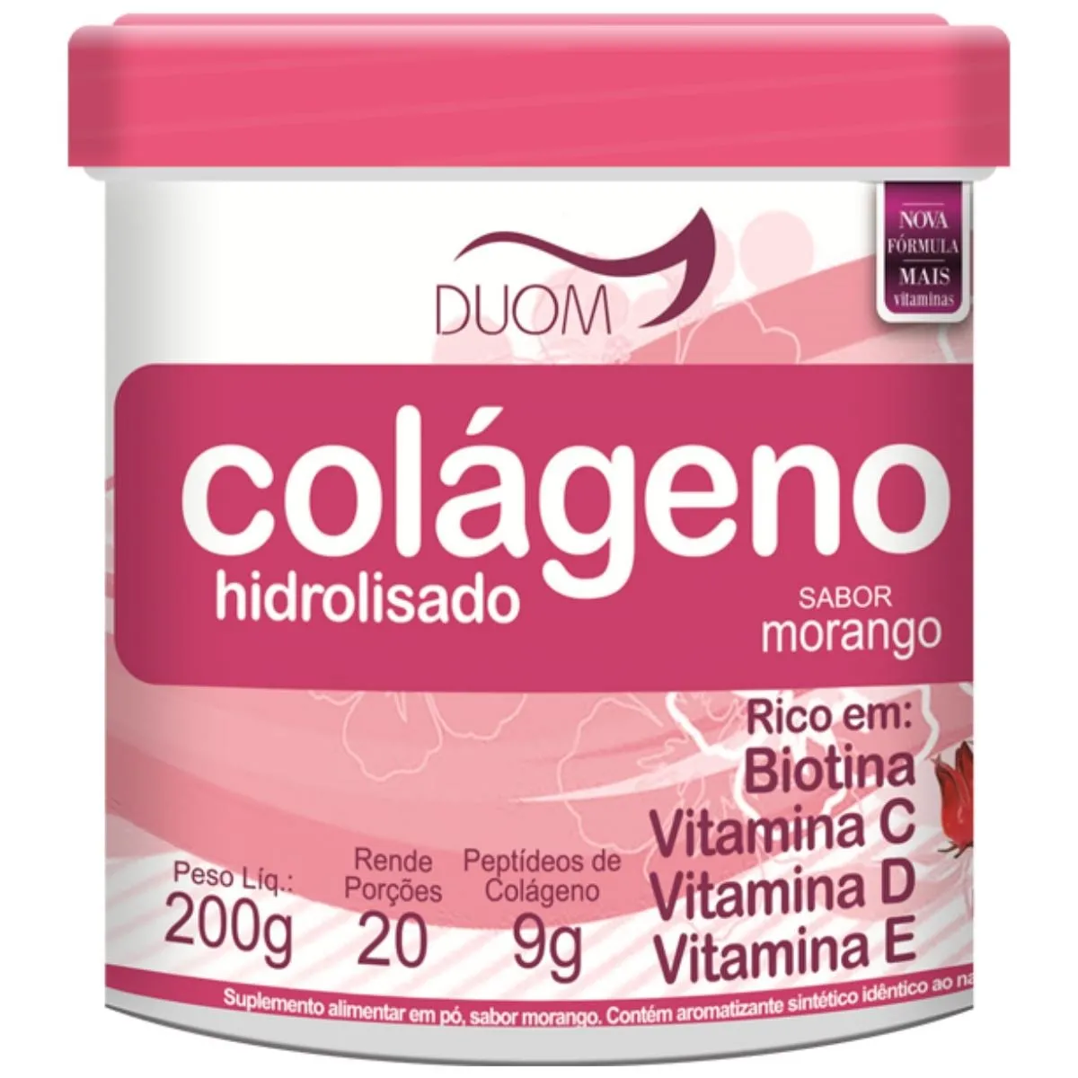 Colágeno Hidrolisado Peptídeos + Biotina + Vit C + Vit D + Vit E Morango Maltta Nutrition
