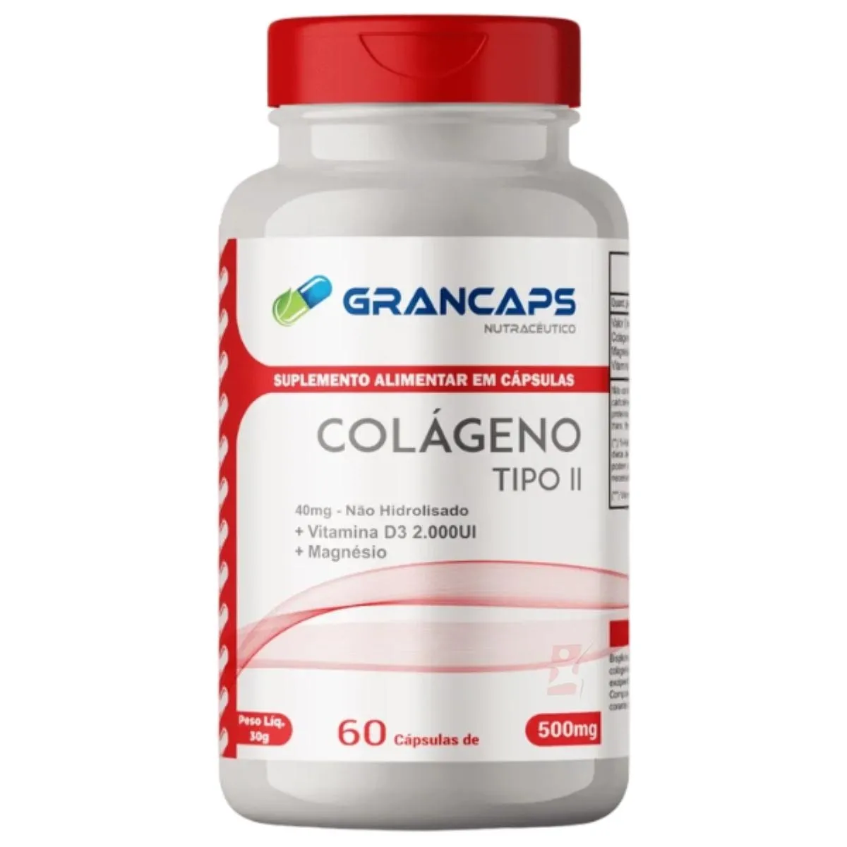 Colágeno Tipo 2 Não Desnaturado Com Magnésio E Vitamina D 60 Cápsulas Grancaps
