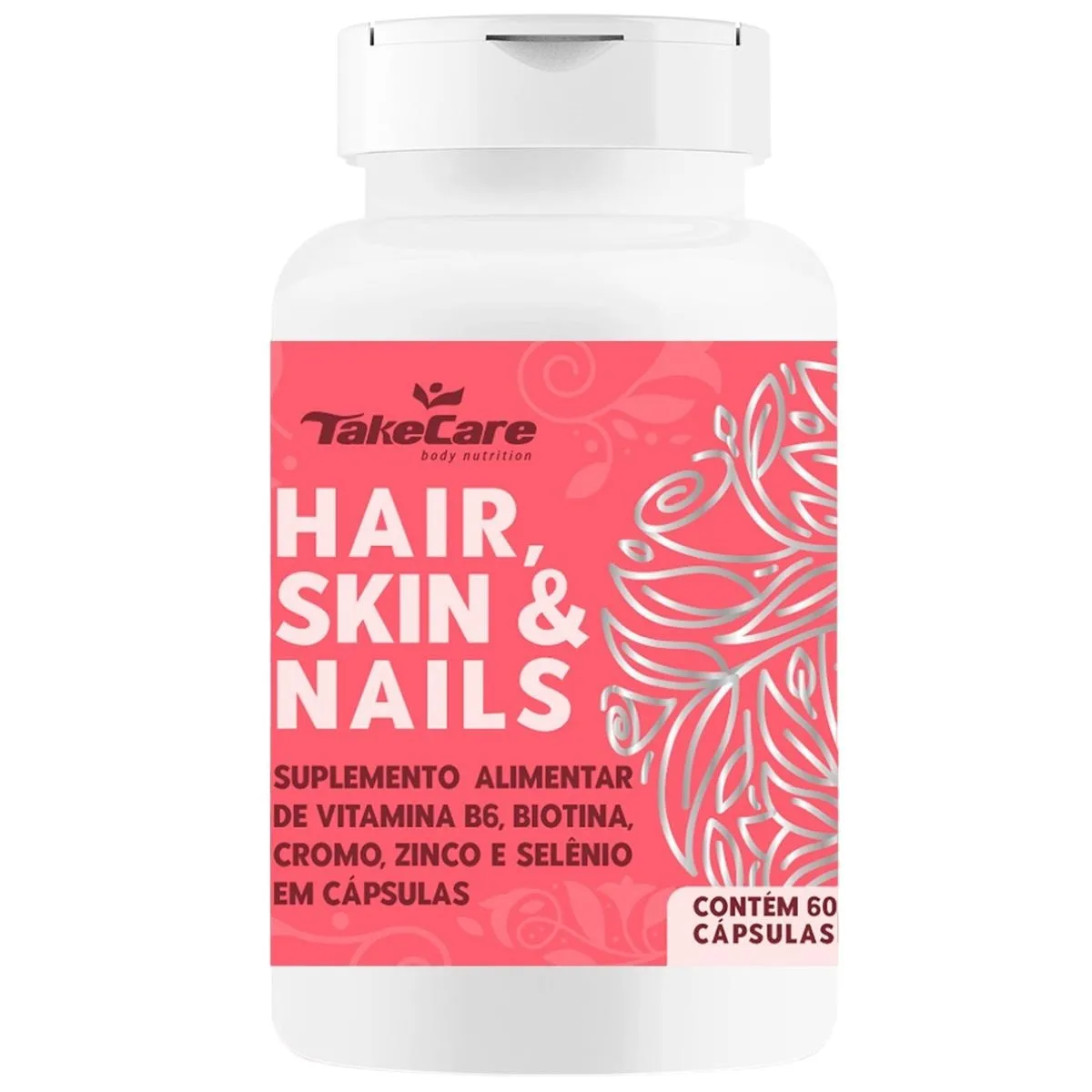 Hair, Skin & Nails Biotina Zinco Selênio Vitamina B6 E Cromo 60 Cápsulas Take Care