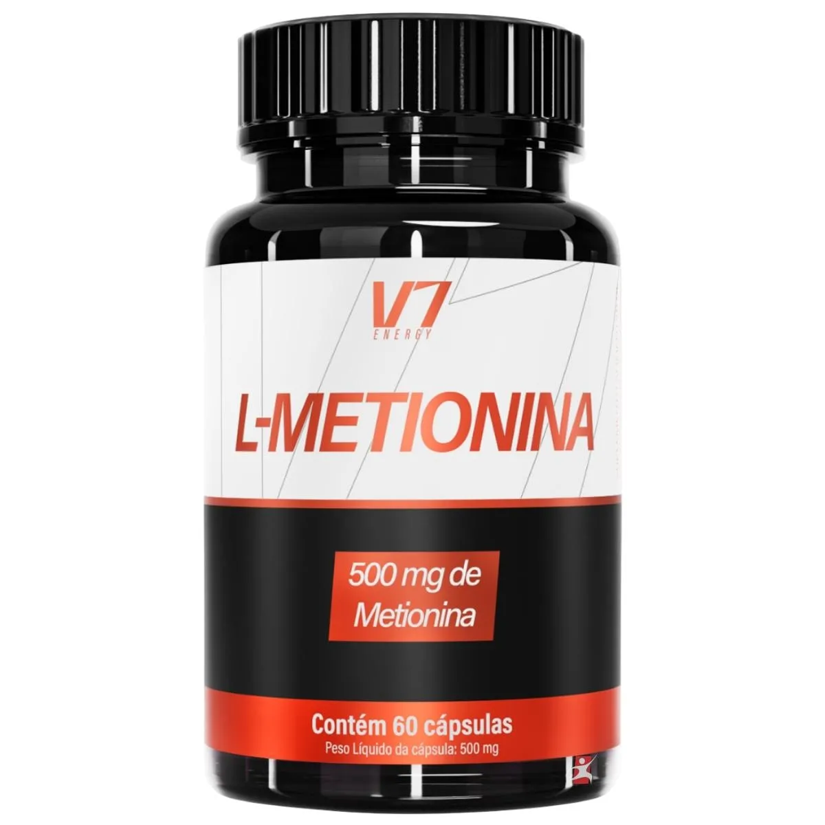 L-Metionina 500Mg Por Porção Consutrua Sua Força 60 Cápsulas V7 Energy