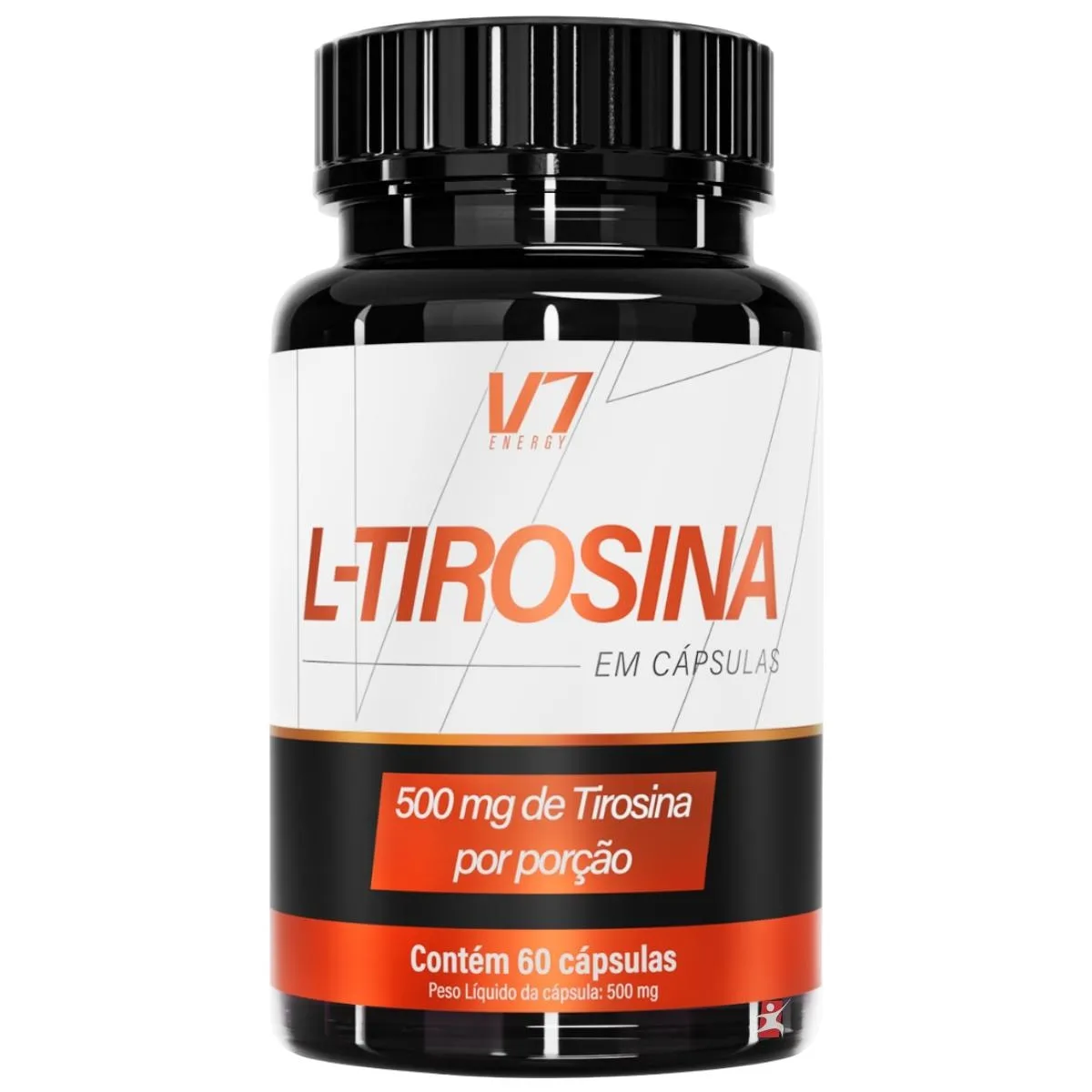 L-Tirosina 500Mg Por Porção Foco No Desempenho 60 Cápsulas V7 Energy