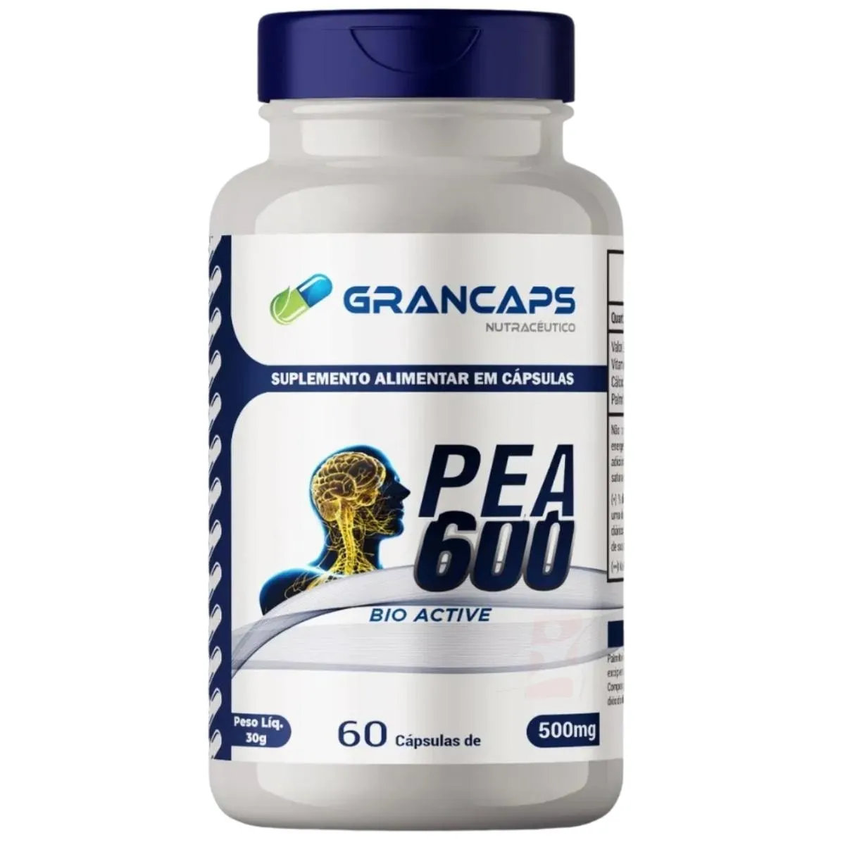 Pea 600 Bio Active Palmitoiletanolamida + Vitamina D + Cálcio 60 Cápsulas Grancaps