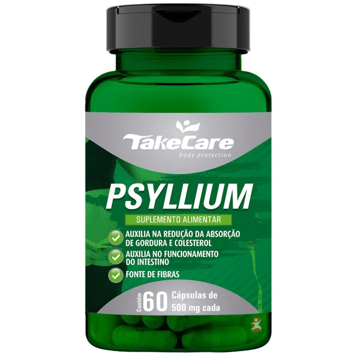 Psyllium 500Mg Fibra Alimentar 60 Cápsulas Take Care