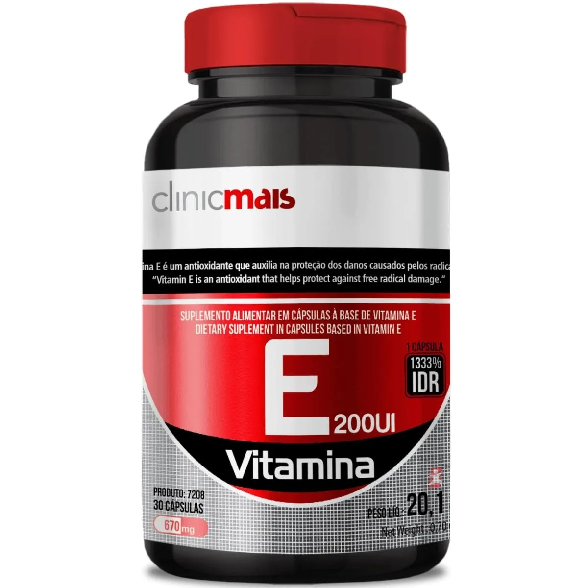 Vitamina E 200Ui Por Cápsula 1333% Da Idr 30 Cápsulas Clinicmais