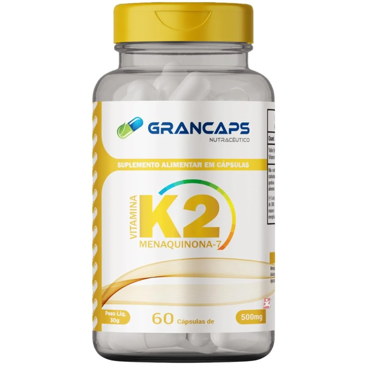Vitamina K2 Menaquinona-7 Mk-7 65Mcg 60 Cápsulas Grancaps