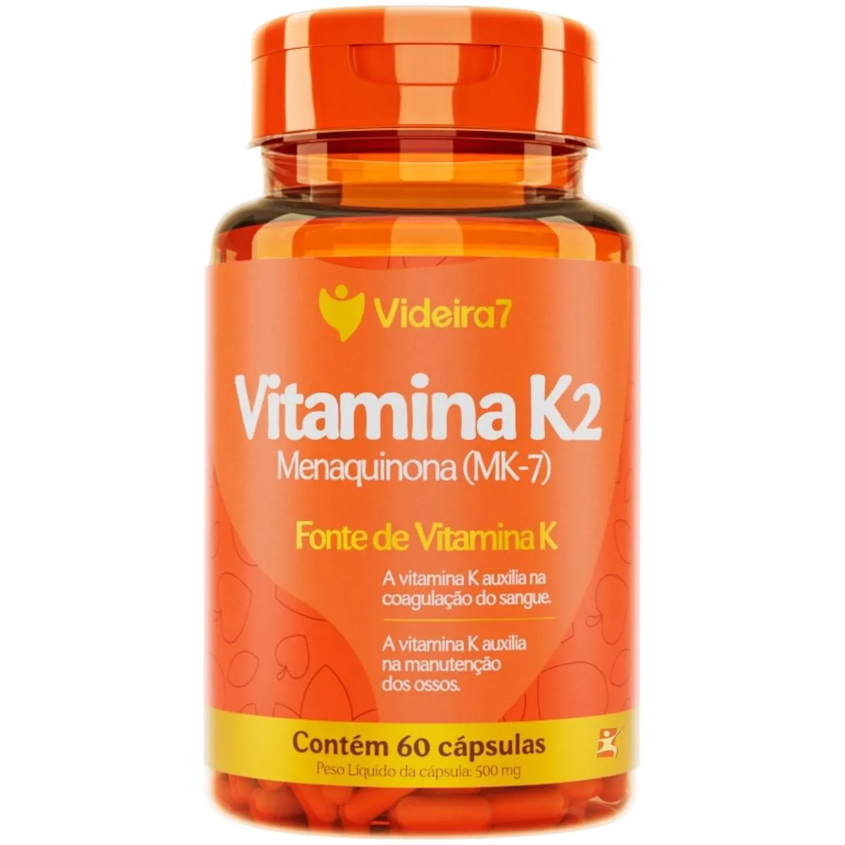 Vitamina K2 Menaquinona Mk-7 1 Cápsula Ao Dia 100% Idr 60 Cápsulas - Videira7