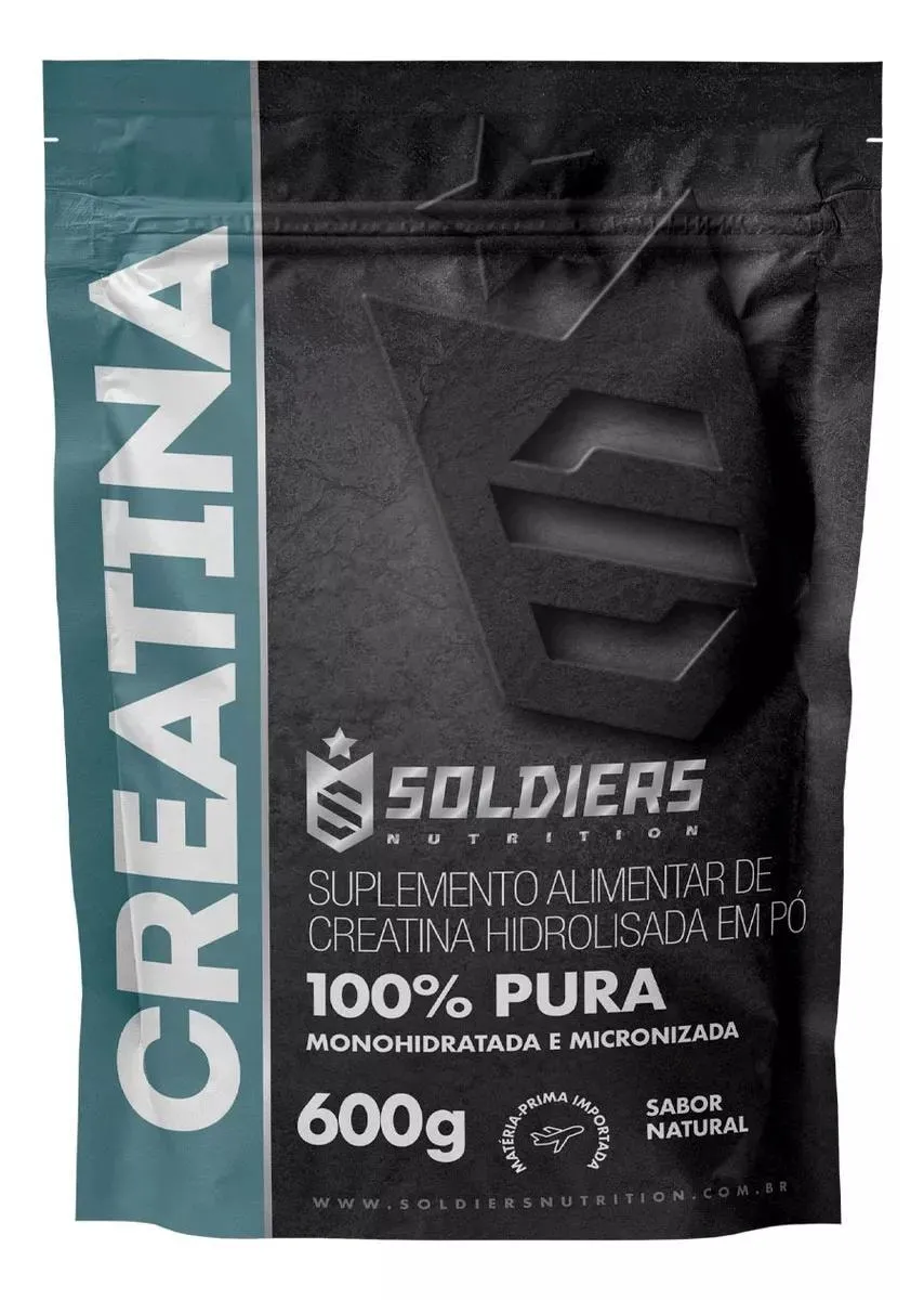 Creatina Monohidratada 600G 100% Pura Soldiers Nutrition Sem Sabor
