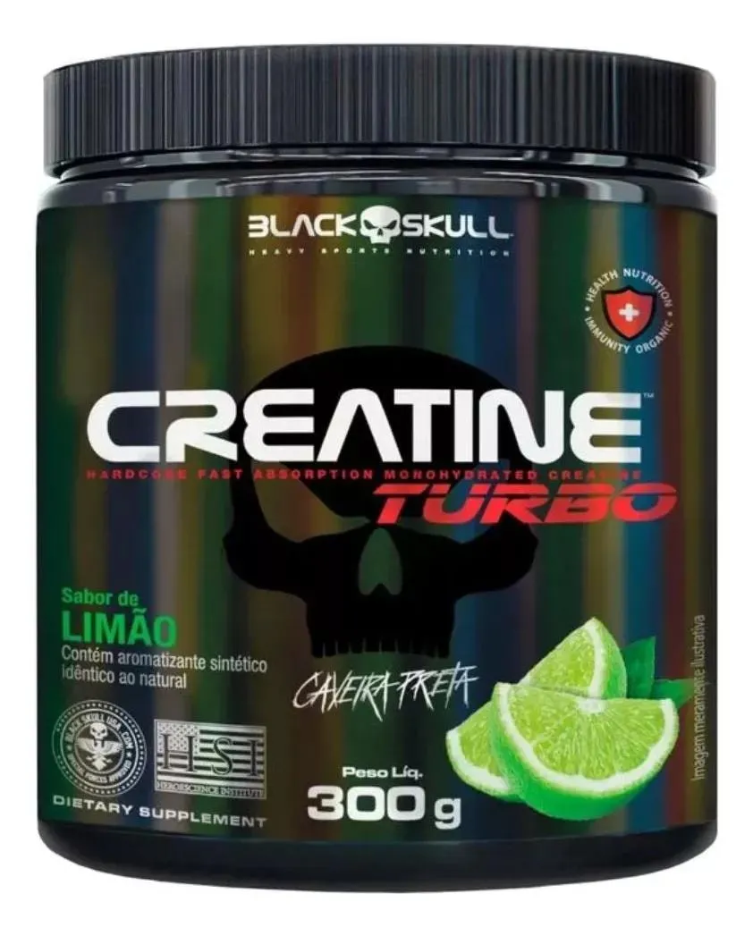 Suplemento Em Pó Creatine Turbo Sabor Limão 300G Black Skull