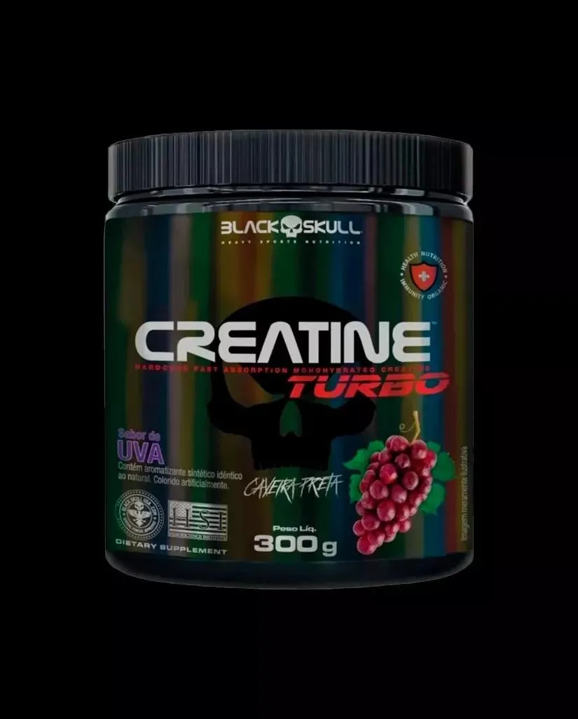 Suplemento Em Pó Black Skull Caveira Preta Turbo Carboidratos Sabor Uva Em Pote De 300G