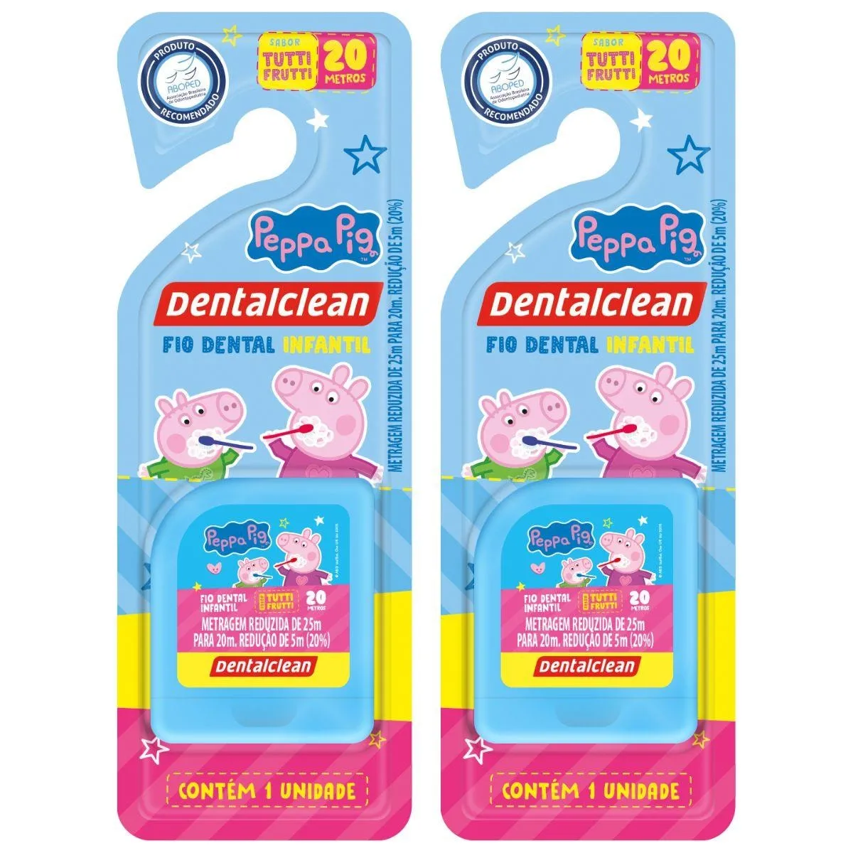 2 Fio Dental Infantil - Peppa Pig - 20M - Azul - Dentalclean