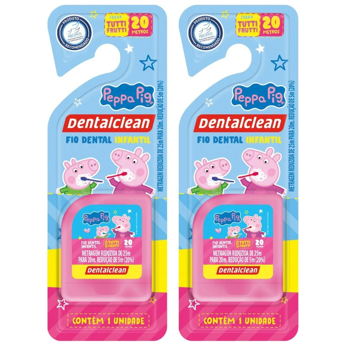 2 Fio Dental Infantil - Peppa Pig - 20M - Rosa - Dentalclean