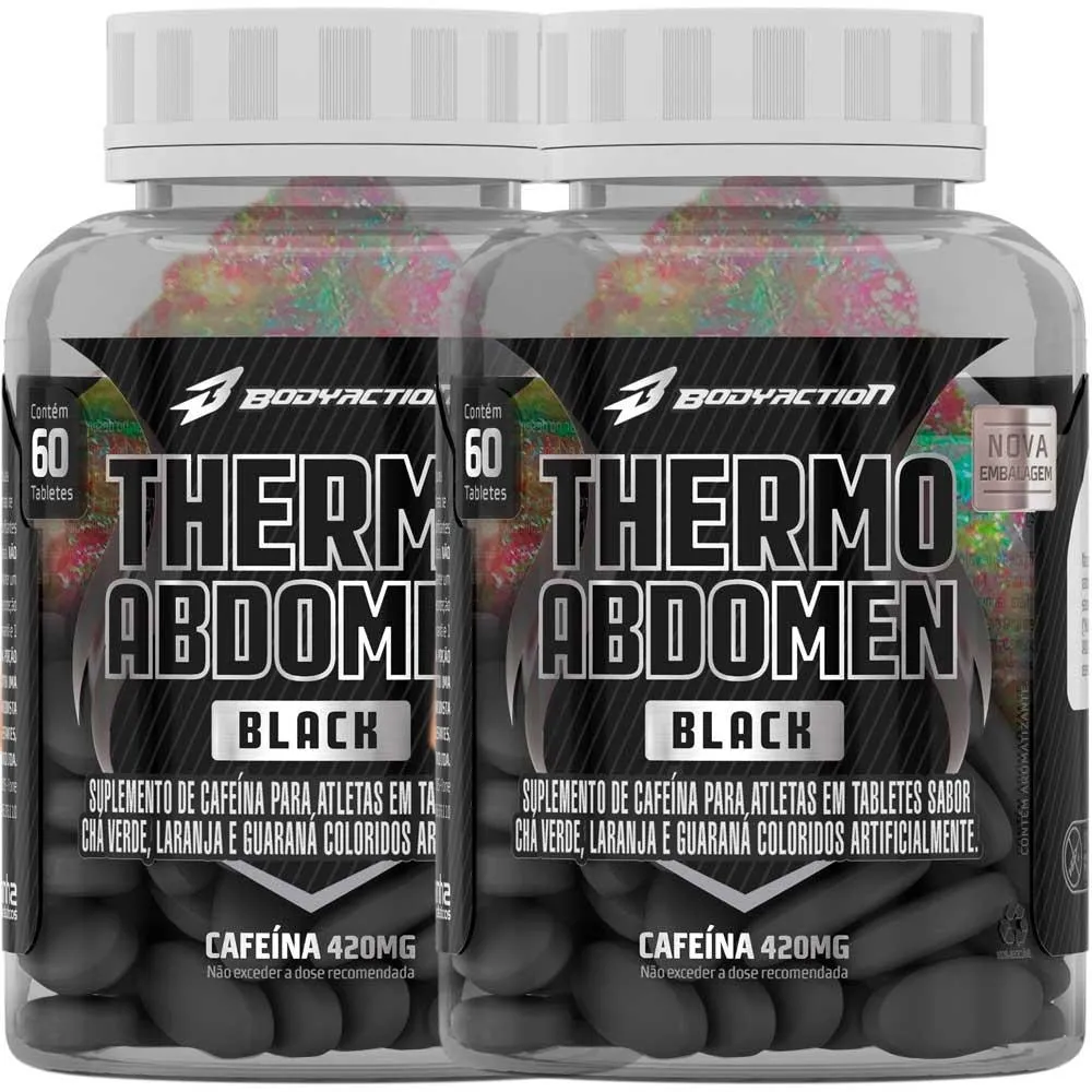 Kit 2 Potes Thermo Abdomen Black 60 Comprimidos Body Action