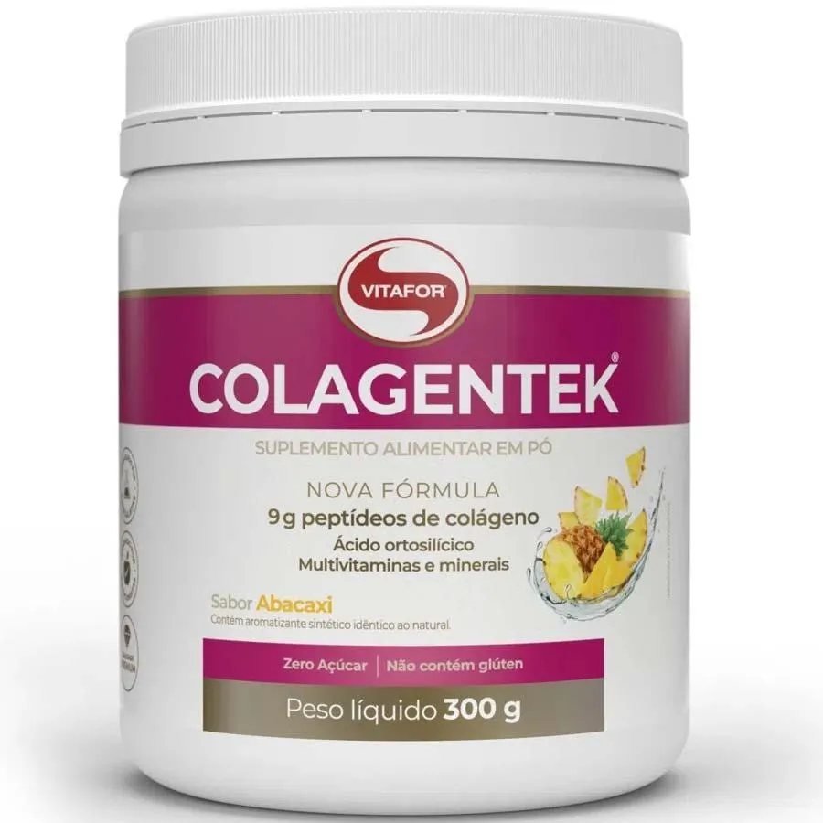 Colágeno Hidrolisado Em Pó Colagentek 300G Vitafor Abacaxi