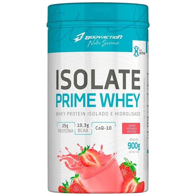 Isolate Prime Whey Protein 900G Morango Body Action