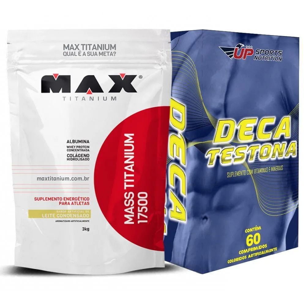 Kit Mass Titanium 17500 3Kg Leite Condensado + Deca Testona Com 60 Comprimidos