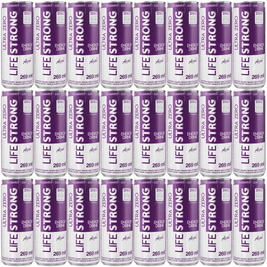Energético Life Strong Energy Drink 24 Unidades Sabor Açai