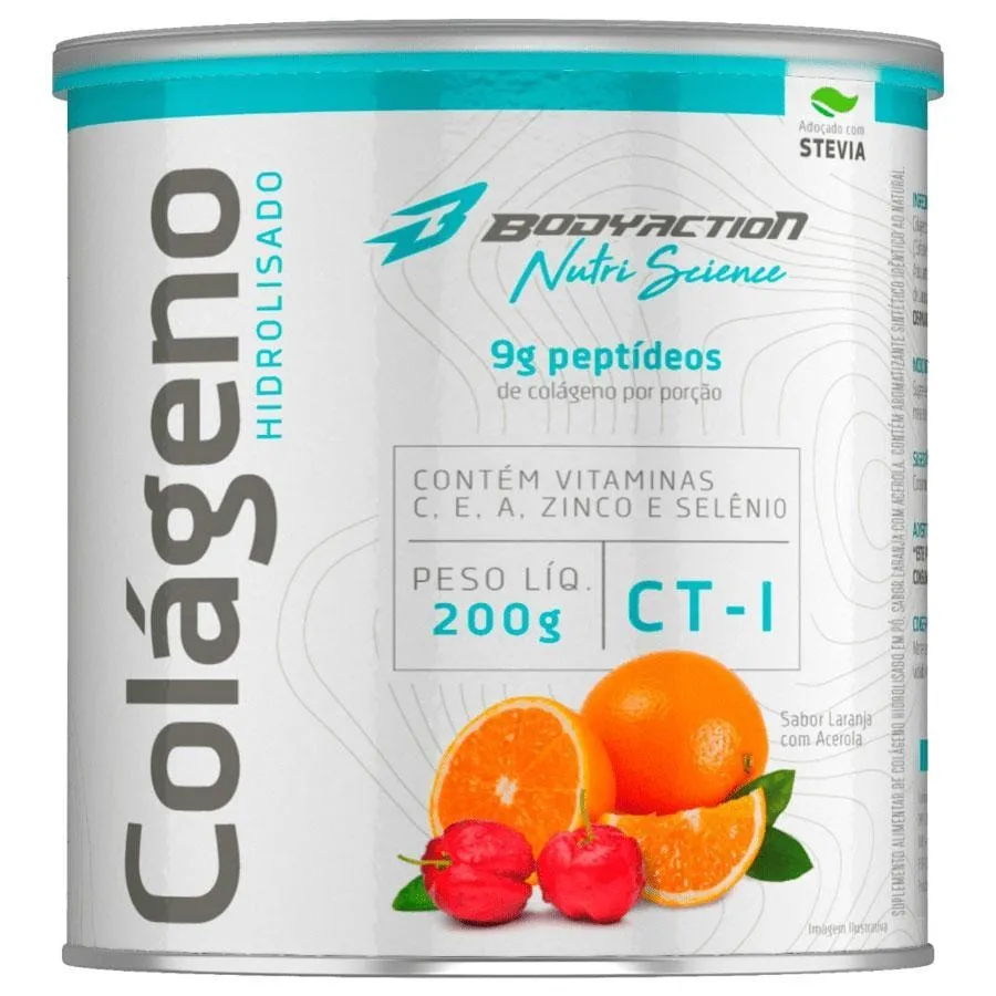 Colágeno Hidrolisado Peptídeos Em Pó 200G Sabor Laranja