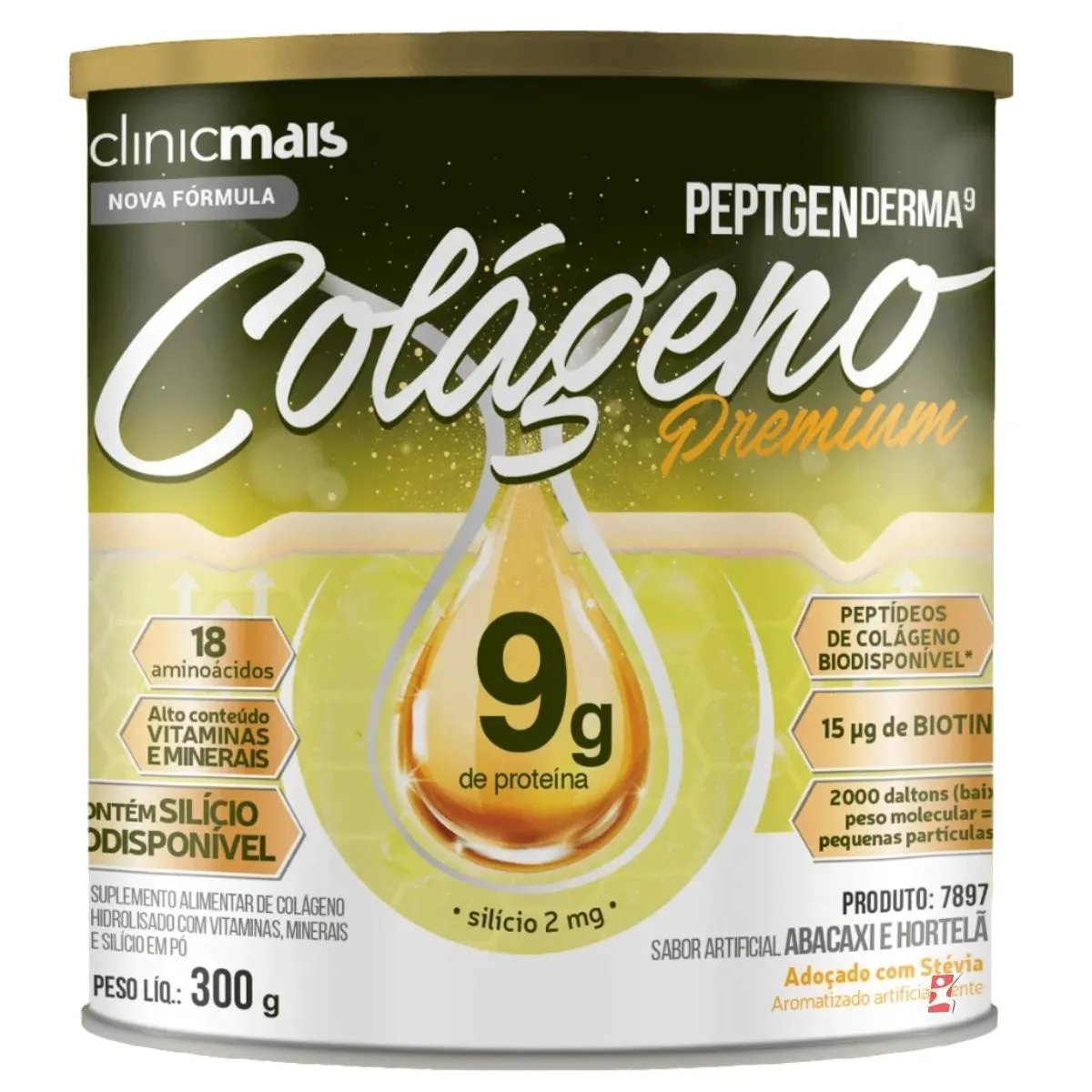 Colageno Premium Peptgenderma + Vitaminas + Minerais Abacaxi Clinicmais