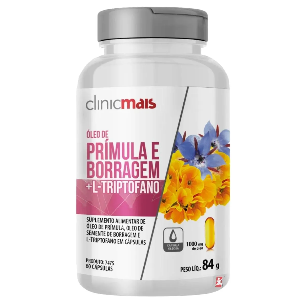 Óleo De Prímula E Borragem + L-Triptofano 1000Mg Saúde Da Mulher 60 Cápsulasulas Clinicmais