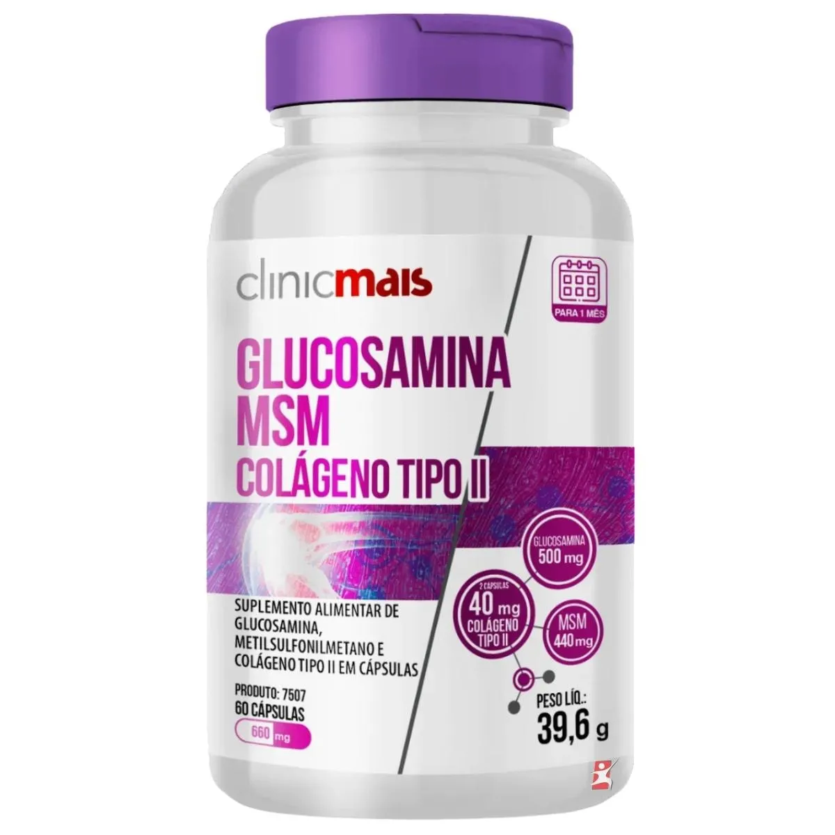 Glucosamina + Msm + Colágeno Tipo 2 60 Cápsulasulas Clinicmais