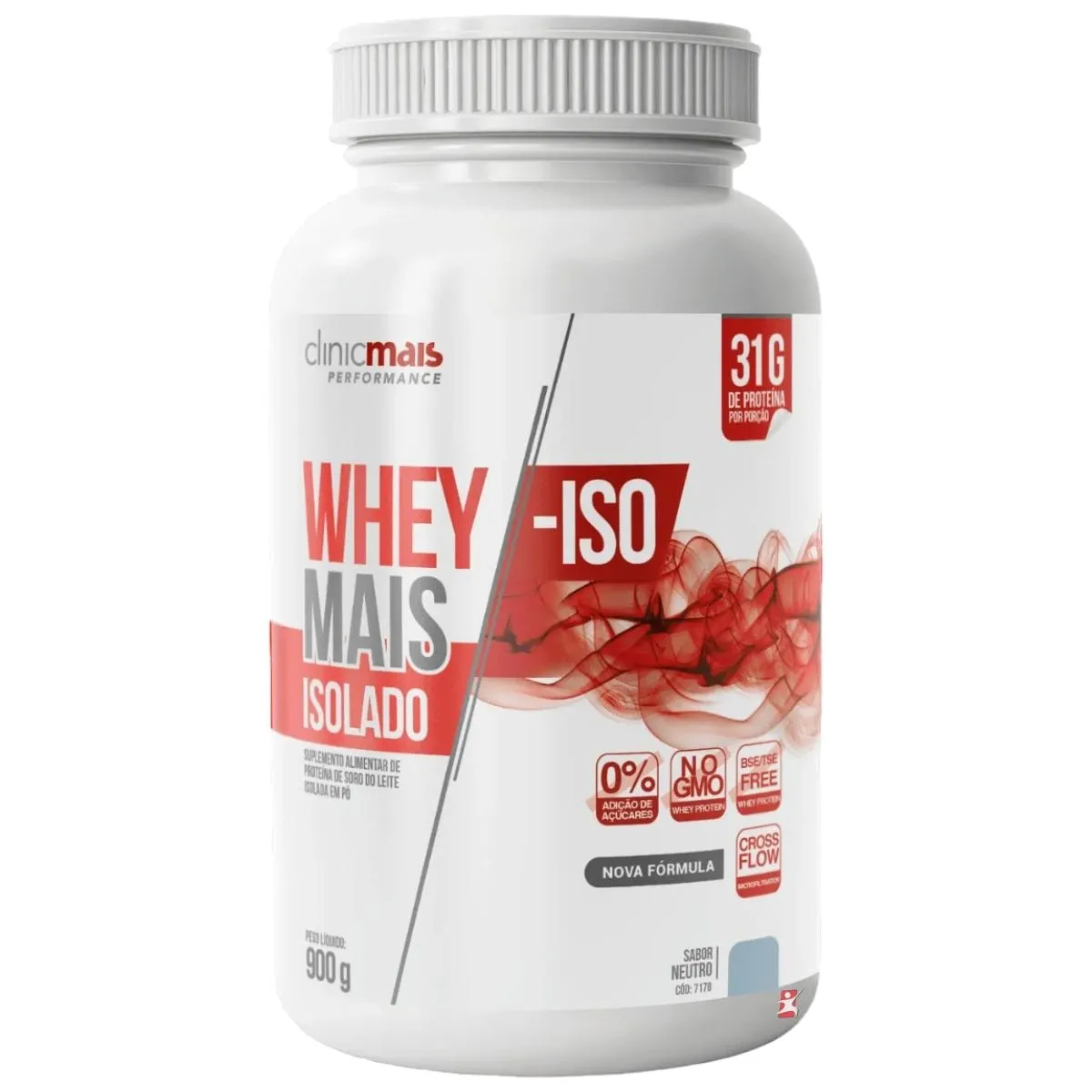 Whey Mais Isolado 31G De Proteína Por Porção Sabor Neutro 900G Clinicmais