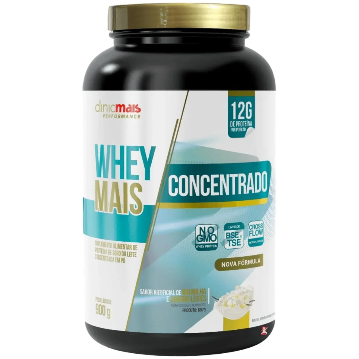 Whey Mais Concentrado 12G Por Porção Quatro Leites E Baunilha 900G Clinicmais