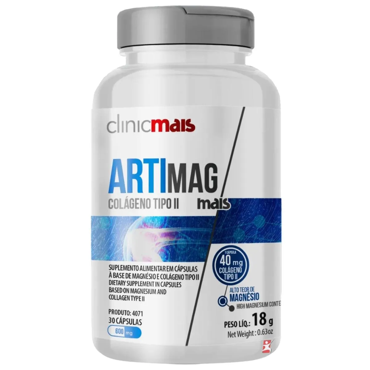 Artimag Mais - Colágeno Tipo Ii + Magnésio 30 Cápsulas 1 Ao Dia Clinicmais