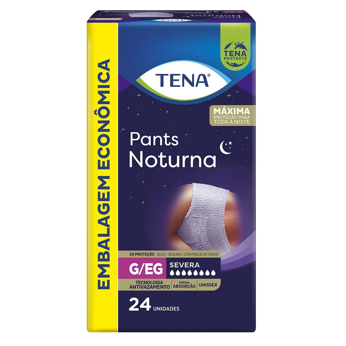 Roupa Íntima Descartável Tena Pants Noturna Unissex G/EG Absorção Intensa 24 unidades