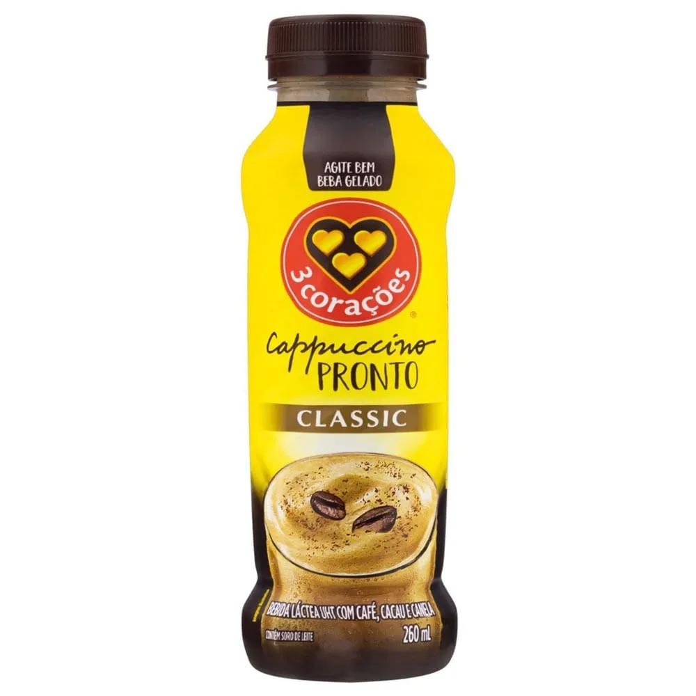 Bebida Láctea 3 Corações Cappuccino Pronto Classic 260ml