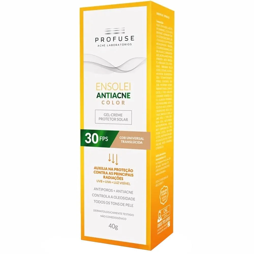 Protetor Solar Ensolei Antiacne Color Univ Translúcida FPS30
