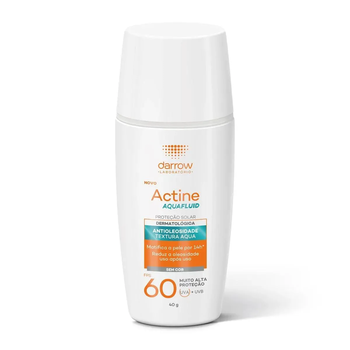 Protetor solar facial Actine Aquafluid FPS 60 sem Cor 40g