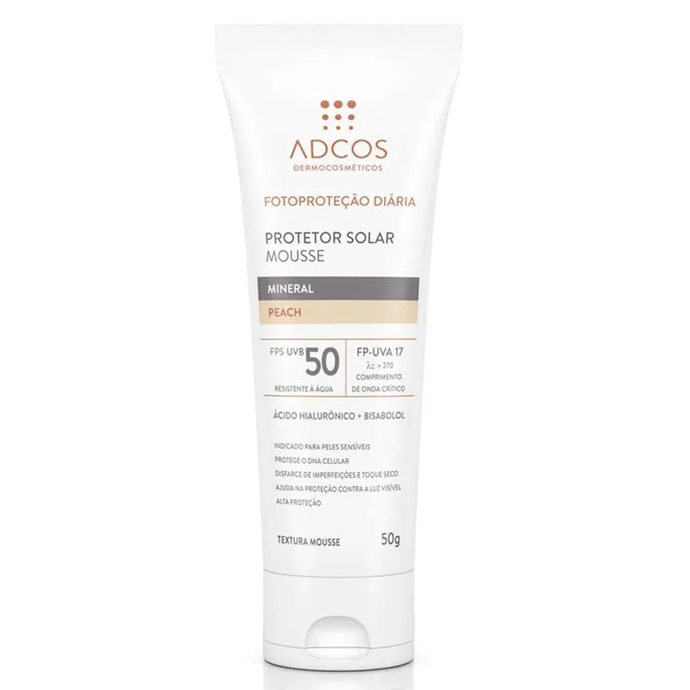 Protetor Solar Adcos Mousse Mineral Tonaliz Peach FPS50 50g