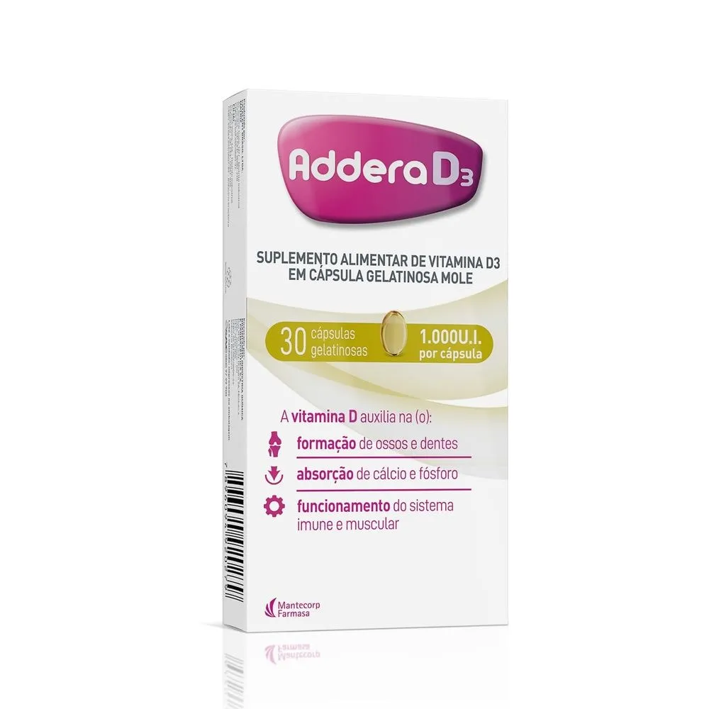 Addera D3 (Vitamina D3 1.000UI) 30 Cápsulas