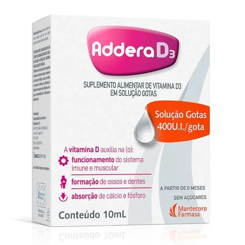 Addera D3 Vitamina 400UI Gotas com 10ml