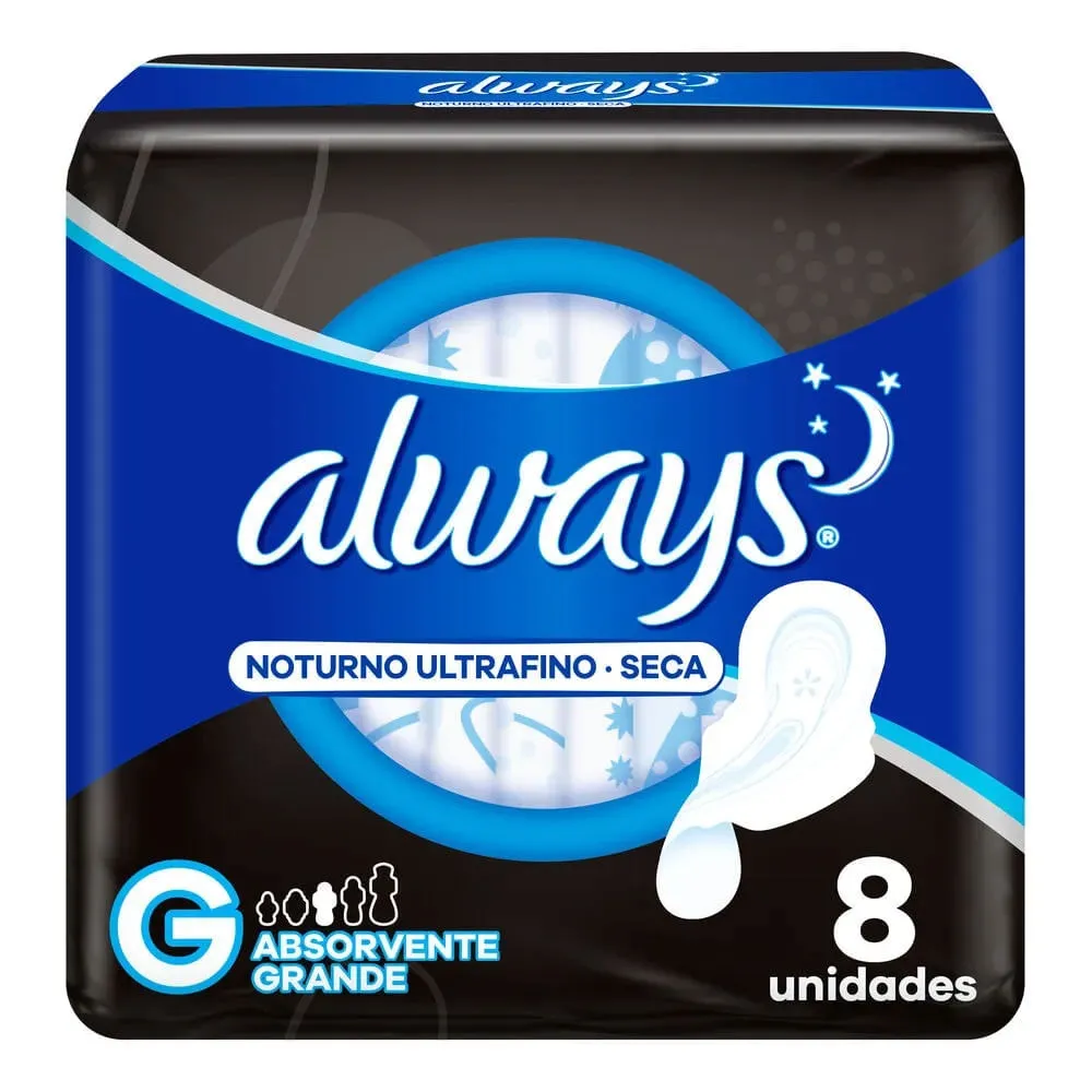 Absorvente Always Noite Ultrafino Malha Seca Abas 8 unidades