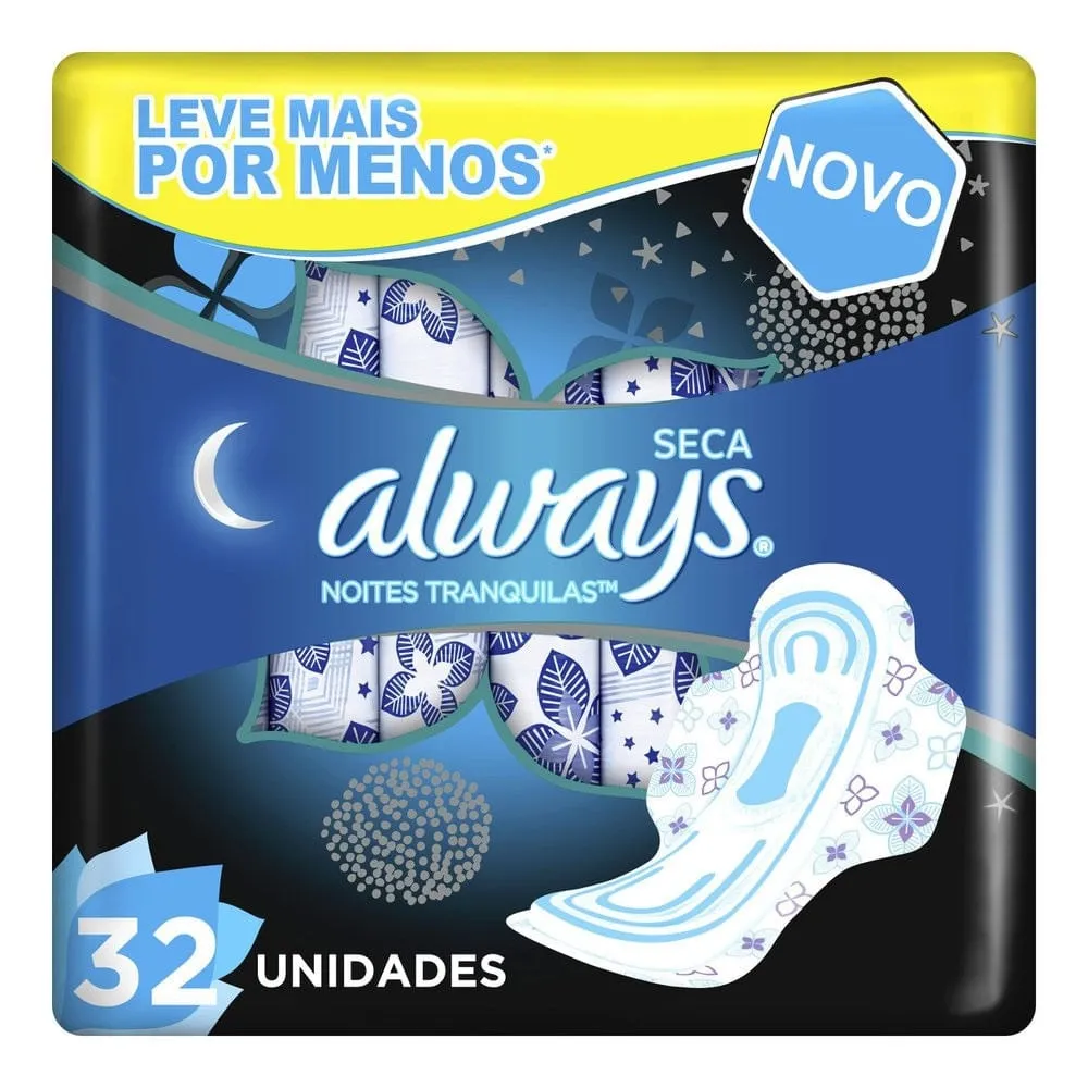 Absorvente Always Noturno Noites Tranquilas Seca Abas 32 unidades
