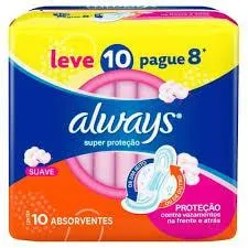 Absorvente Always Super Proteção Suave Com Abas 10 Unidades