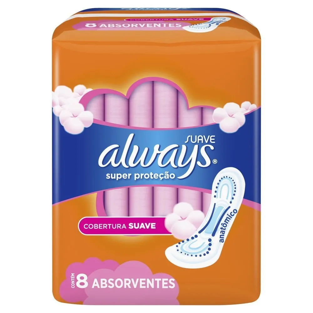 Absorvente Always Super Proteção Cobertura Suave Sem Abas 8 unidades