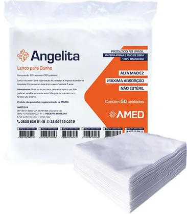 Lenço para banho Amed Angelita 30cm X 35cm 50 unidades 50g/m²