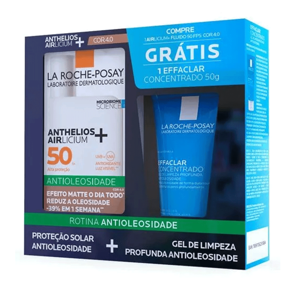 Kit Anthelios AIRlicium+ Fluido Cor 4.0 FPS50+Effaclar Gel 50g