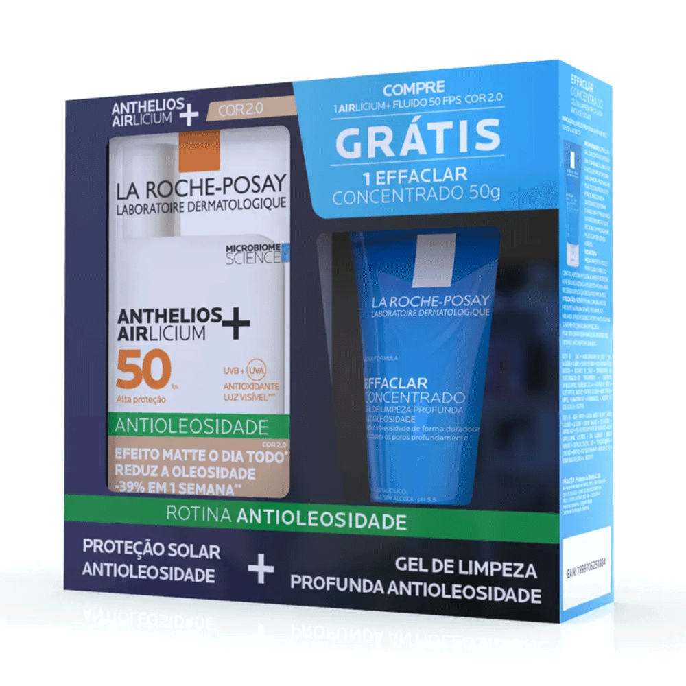 Kit Anthelios AIRlicium+ Fluido Cor 2.0 FPS50+Effaclar Gel 50g