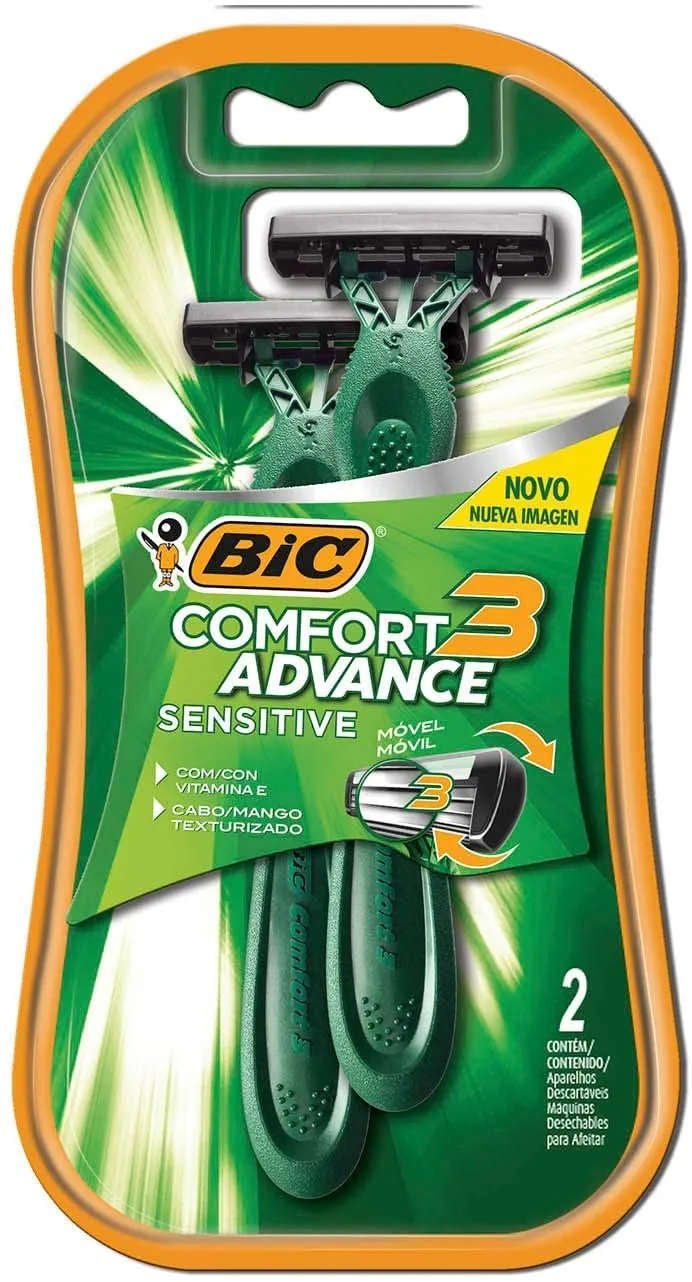 Aparelho De Barbear Bic comfort 3 Pele Sensivel com 2 unidades