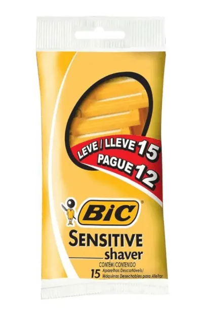 Aparelho De Barbear Bic Sensitive Shaver Leve 15 Pague 12 unidades