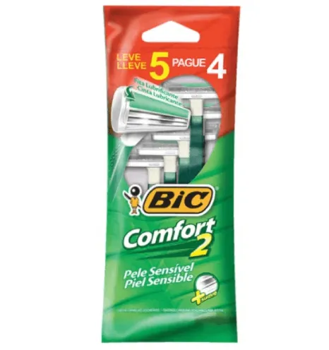 Aparelho De Barbear Bic comfort 2 Pele Sensivel Leve 5 Pague 4 unidades