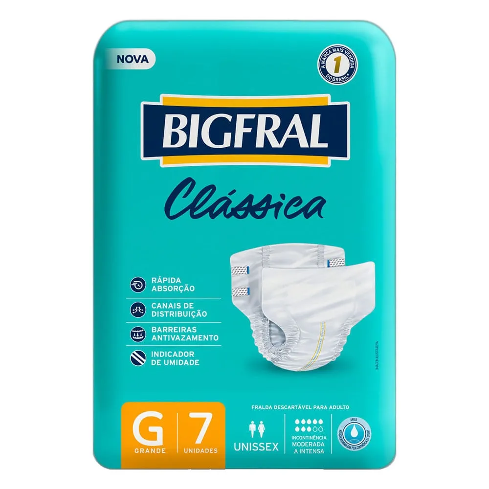Fralda Geriátrica Adulto Bigfral Clássica G 7 Unidades