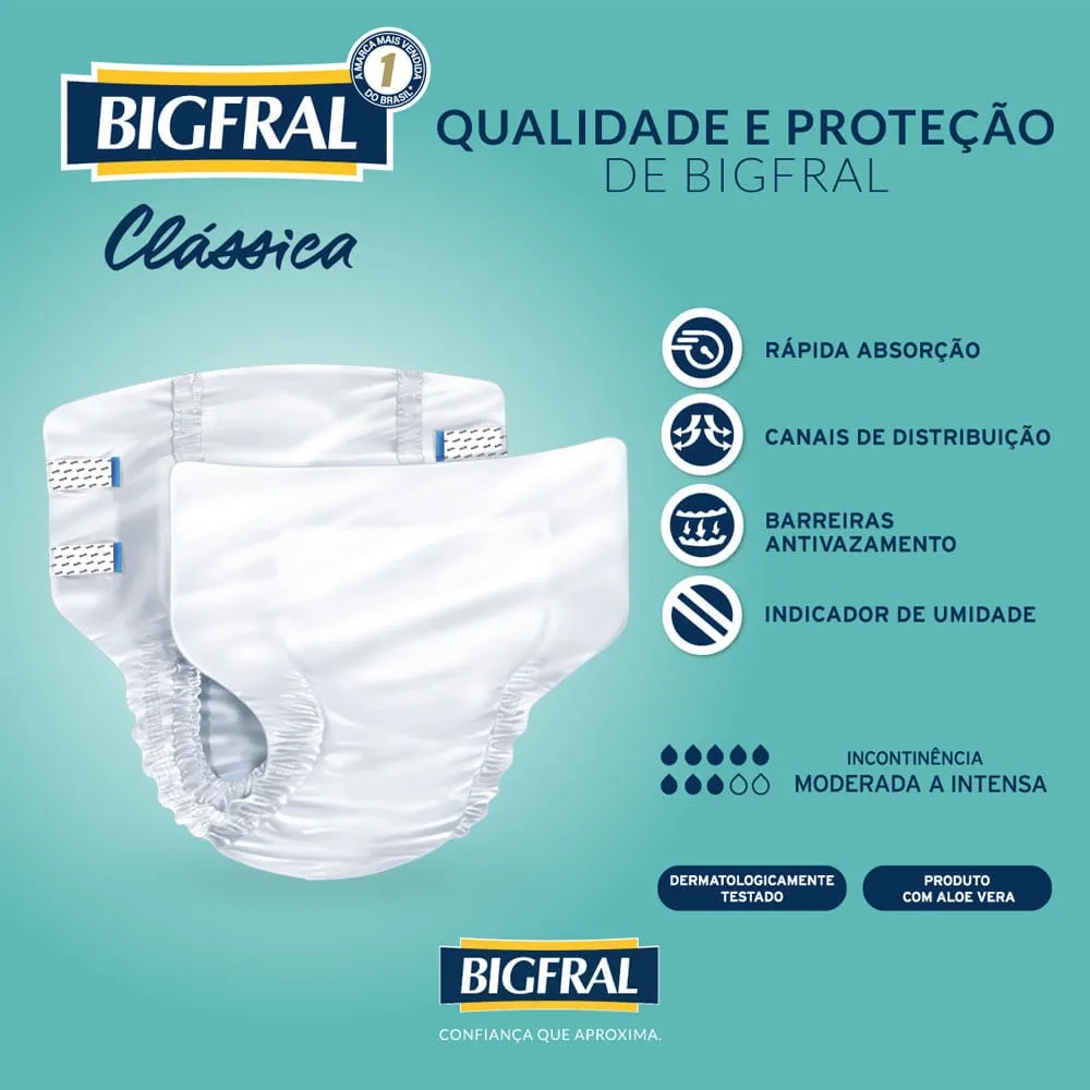 Fralda Geriátrica Adulto Bigfral Clássica M 8 Unidades