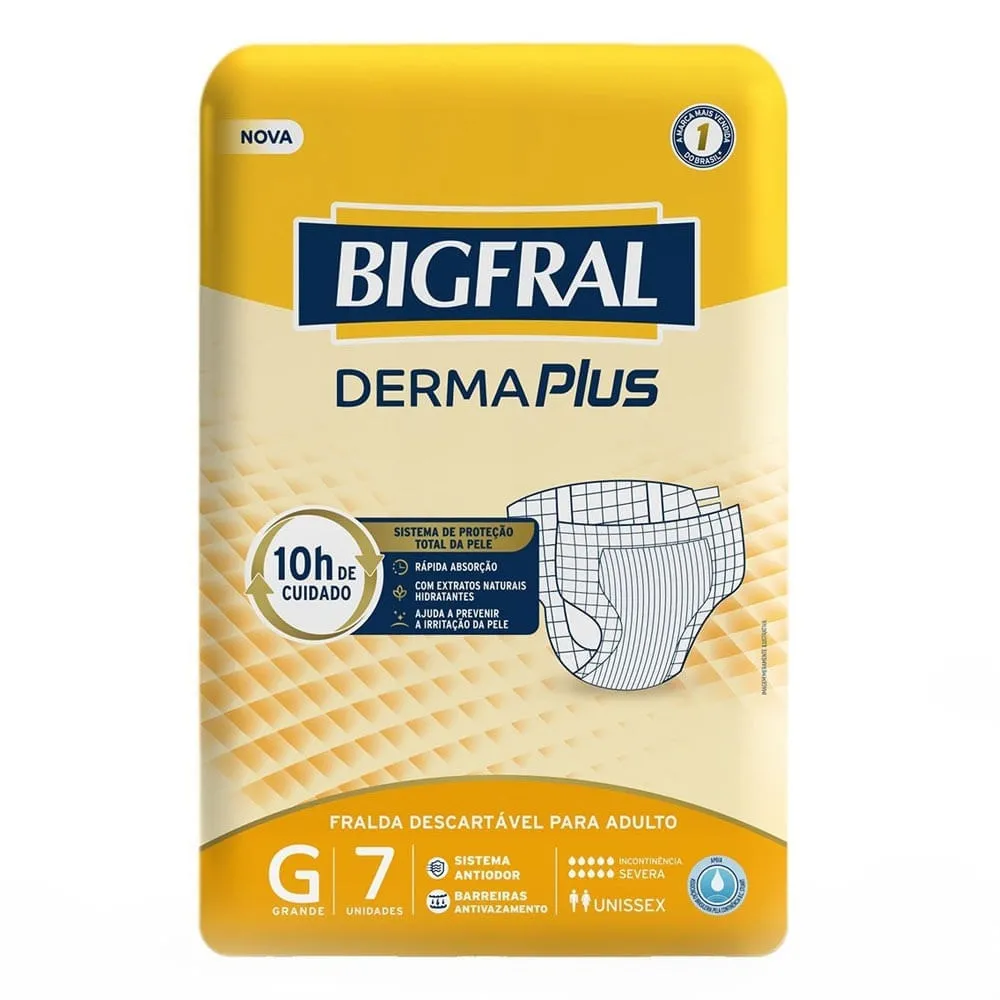 Fralda Geriátrica Bigfral Derma Plus G 7 Unidades