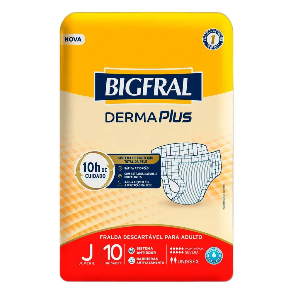 Fralda Geriátrica Bigfral Derma Plus Juvenil 10 unidades