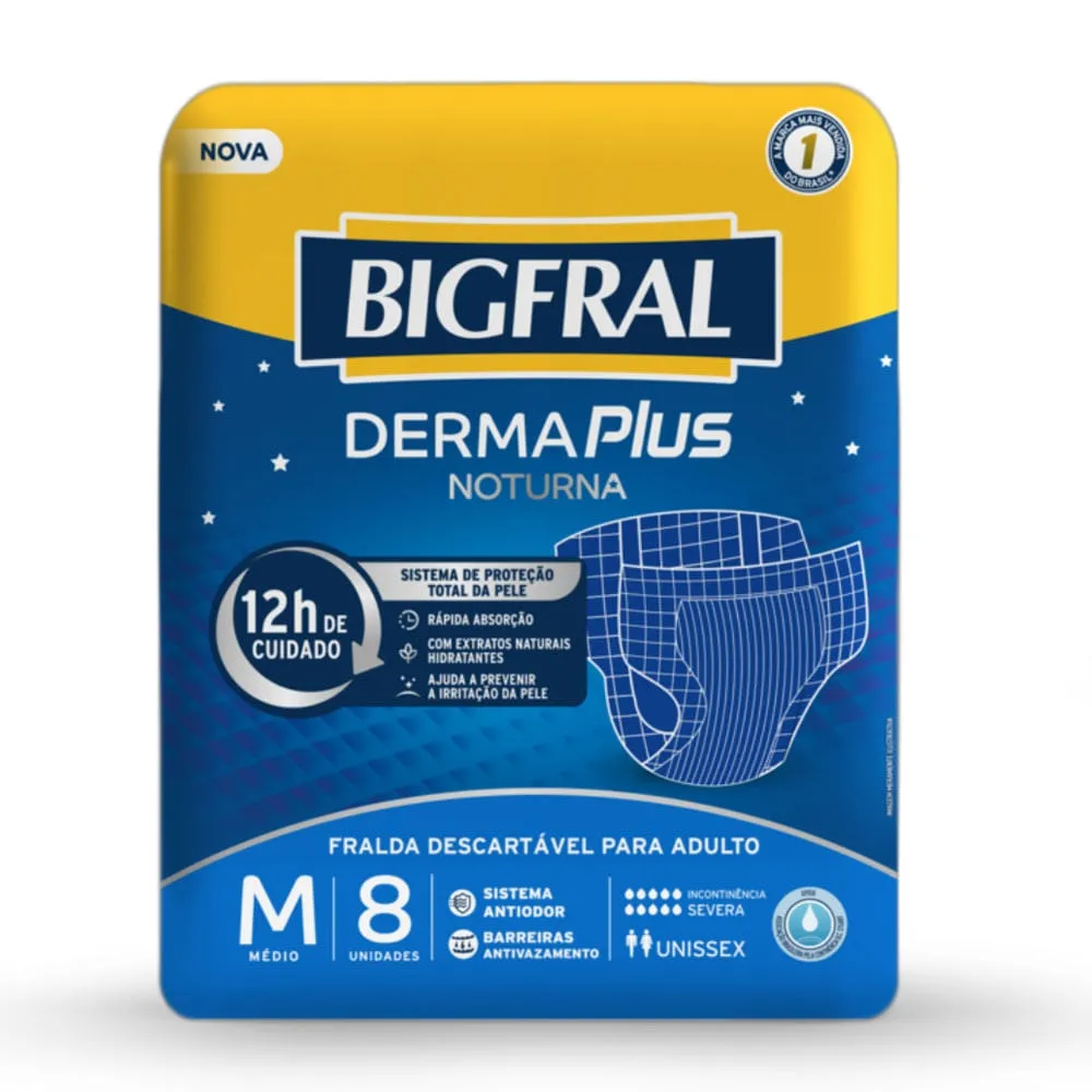 Fralda Geriátrica Bigfral Noturna M 8 unidades