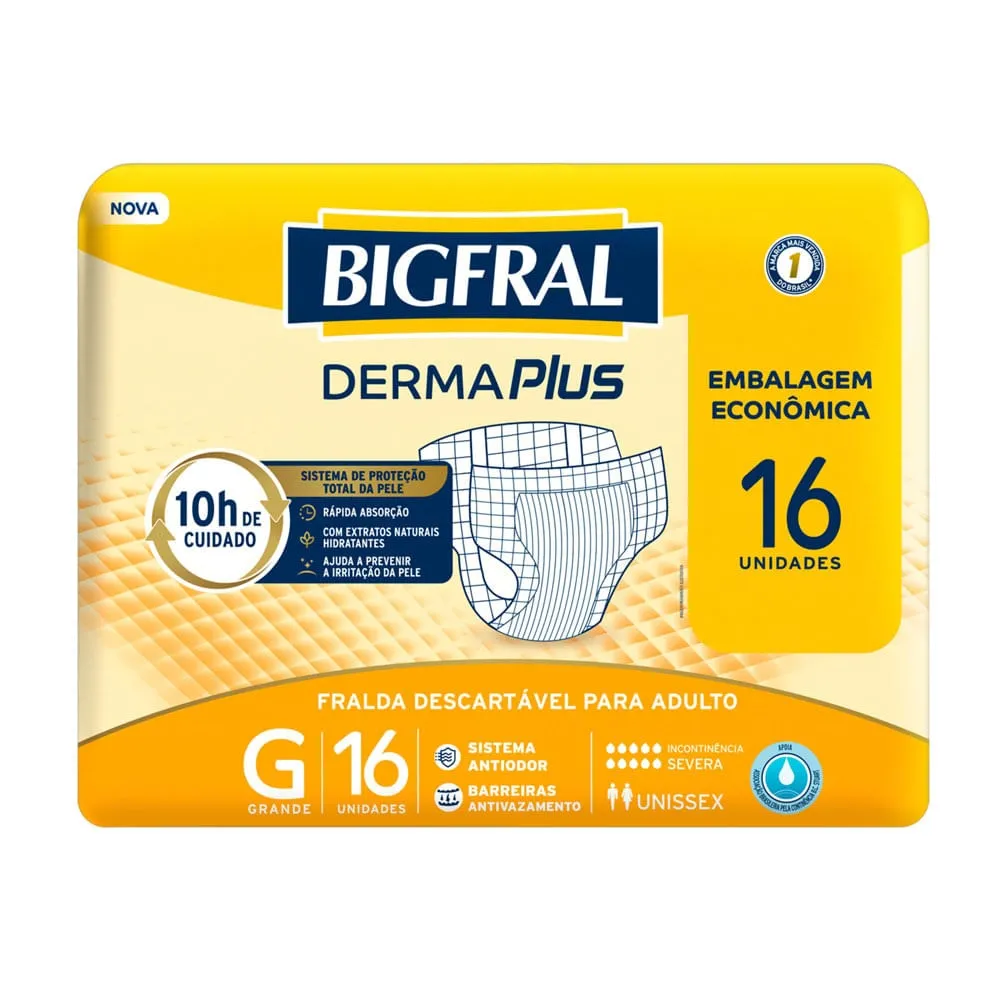 Fralda Geriátrica Bigfral Derma Plus G 16 unidades